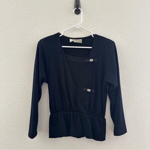 Kingsbridge Road‎ Vintage Black Blouse - Old Money Glam Retro  - L